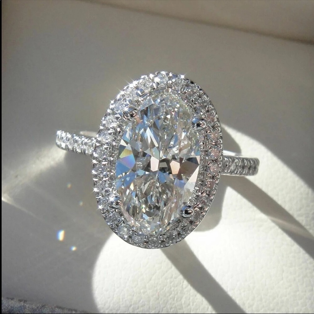New Oval Cut 925 Silver Diamond Lady  Ring - Picture 5 of 6